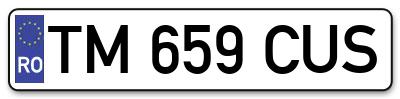 Placuta inmatriculare numar auto  TM-659-CUS, TM 659 CUS, TM659CUS