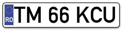 Placuta inmatriculare numar auto  TM-66-KCU, TM 66 KCU, TM66KCU