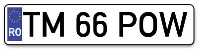 Placuta inmatriculare numar auto  TM-66-POW, TM 66 POW, TM66POW