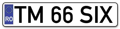 Placuta inmatriculare numar auto  TM-66-SIX, TM 66 SIX, TM66SIX