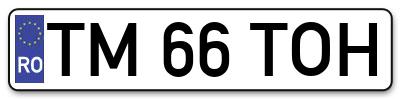 Placuta inmatriculare numar auto  TM-66-TOH, TM 66 TOH, TM66TOH