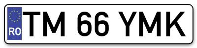 Placuta inmatriculare numar auto  TM-66-YMK, TM 66 YMK, TM66YMK