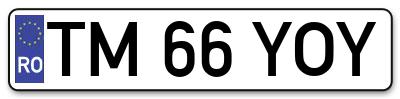 Placuta inmatriculare numar auto  TM-66-YOY, TM 66 YOY, TM66YOY