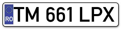 Placuta inmatriculare numar auto  TM-661-LPX, TM 661 LPX, TM661LPX