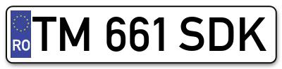 Placuta inmatriculare numar auto  TM-661-SDK, TM 661 SDK, TM661SDK