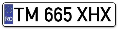 Placuta inmatriculare numar auto  TM-665-XHX, TM 665 XHX, TM665XHX