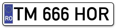 Placuta inmatriculare numar auto  TM-666-HOR, TM 666 HOR, TM666HOR