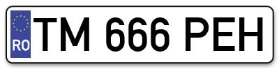 Placuta inmatriculare numar auto  TM-666-PEH, TM 666 PEH, TM666PEH