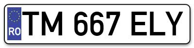 Placuta inmatriculare numar auto  TM-667-ELY, TM 667 ELY, TM667ELY