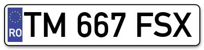 Placuta inmatriculare numar auto  TM-667-FSX, TM 667 FSX, TM667FSX
