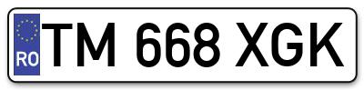 Placuta inmatriculare numar auto  TM-668-XGK, TM 668 XGK, TM668XGK