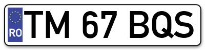 Placuta inmatriculare numar auto  TM-67-BQS, TM 67 BQS, TM67BQS