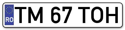 Placuta inmatriculare numar auto  TM-67-TOH, TM 67 TOH, TM67TOH