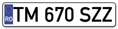 Placuta inmatriculare numar auto  TM-670-SZZ, TM 670 SZZ, TM670SZZ