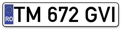 Placuta inmatriculare numar auto  TM-672-GVI, TM 672 GVI, TM672GVI