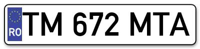 Placuta inmatriculare numar auto  TM-672-MTA, TM 672 MTA, TM672MTA