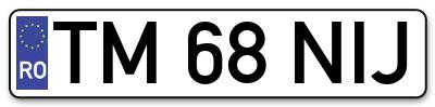 Placuta inmatriculare numar auto  TM-68-NIJ, TM 68 NIJ, TM68NIJ