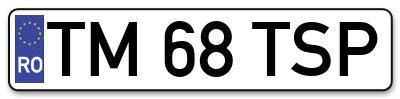 Placuta inmatriculare numar auto  TM-68-TSP, TM 68 TSP, TM68TSP