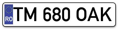 Placuta inmatriculare numar auto  TM-680-OAK, TM 680 OAK, TM680OAK