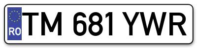 Placuta inmatriculare numar auto  TM-681-YWR, TM 681 YWR, TM681YWR