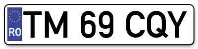Placuta inmatriculare numar auto  TM-69-CQY, TM 69 CQY, TM69CQY
