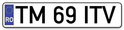 Placuta inmatriculare numar auto  TM-69-ITV, TM 69 ITV, TM69ITV