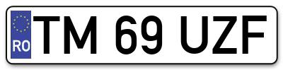 Placuta inmatriculare numar auto  TM-69-UZF, TM 69 UZF, TM69UZF