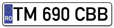 Placuta inmatriculare numar auto  TM-690-CBB, TM 690 CBB, TM690CBB