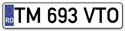 Placuta inmatriculare numar auto  TM-693-VTO, TM 693 VTO, TM693VTO