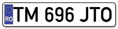 Placuta inmatriculare numar auto  TM-696-JTO, TM 696 JTO, TM696JTO