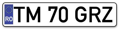 Placuta inmatriculare numar auto  TM-70-GRZ, TM 70 GRZ, TM70GRZ