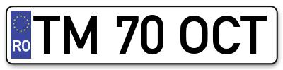 Placuta inmatriculare numar auto  TM-70-OCT, TM 70 OCT, TM70OCT