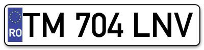 Placuta inmatriculare numar auto  TM-704-LNV, TM 704 LNV, TM704LNV
