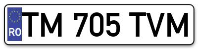 Placuta inmatriculare numar auto  TM-705-TVM, TM 705 TVM, TM705TVM