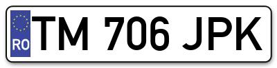 Placuta inmatriculare numar auto  TM-706-JPK, TM 706 JPK, TM706JPK