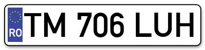 Placuta inmatriculare numar auto  TM-706-LUH, TM 706 LUH, TM706LUH