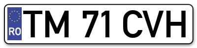 Placuta inmatriculare numar auto  TM-71-CVH, TM 71 CVH, TM71CVH
