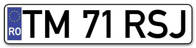 Placuta inmatriculare numar auto  TM-71-RSJ, TM 71 RSJ, TM71RSJ