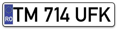 Placuta inmatriculare numar auto  TM-714-UFK, TM 714 UFK, TM714UFK