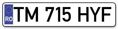 Placuta inmatriculare numar auto  TM-715-HYF, TM 715 HYF, TM715HYF