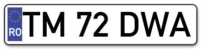 Placuta inmatriculare numar auto  TM-72-DWA, TM 72 DWA, TM72DWA