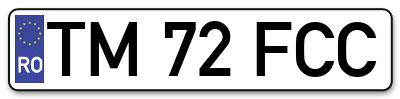 Placuta inmatriculare numar auto  TM-72-FCC, TM 72 FCC, TM72FCC