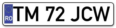 Placuta inmatriculare numar auto  TM-72-JCW, TM 72 JCW, TM72JCW