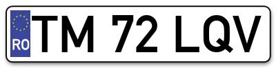 Placuta inmatriculare numar auto  TM-72-LQV, TM 72 LQV, TM72LQV