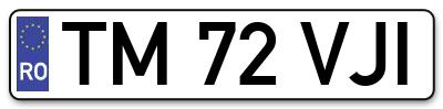 Placuta inmatriculare numar auto  TM-72-VJI, TM 72 VJI, TM72VJI