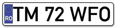 Placuta inmatriculare numar auto  TM-72-WFO, TM 72 WFO, TM72WFO
