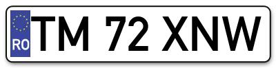 Placuta inmatriculare numar auto  TM-72-XNW, TM 72 XNW, TM72XNW