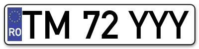 Placuta inmatriculare numar auto  TM-72-YYY, TM 72 YYY, TM72YYY
