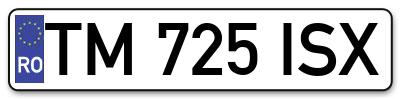Placuta inmatriculare numar auto  TM-725-ISX, TM 725 ISX, TM725ISX