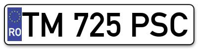 Placuta inmatriculare numar auto  TM-725-PSC, TM 725 PSC, TM725PSC